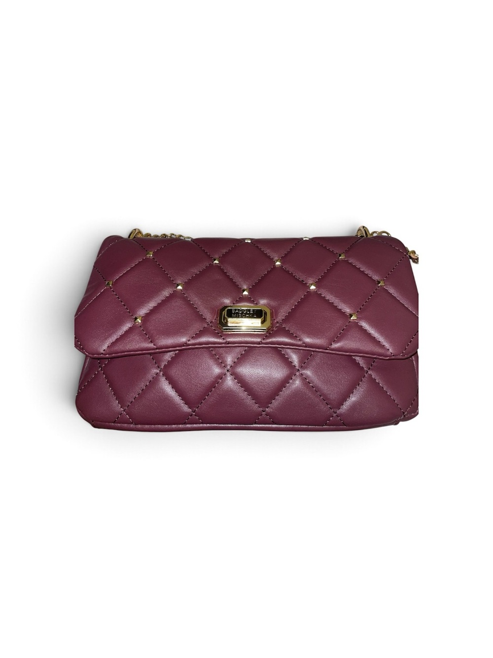 Quilted Crossbody Bag in Plum with Gold Hardware